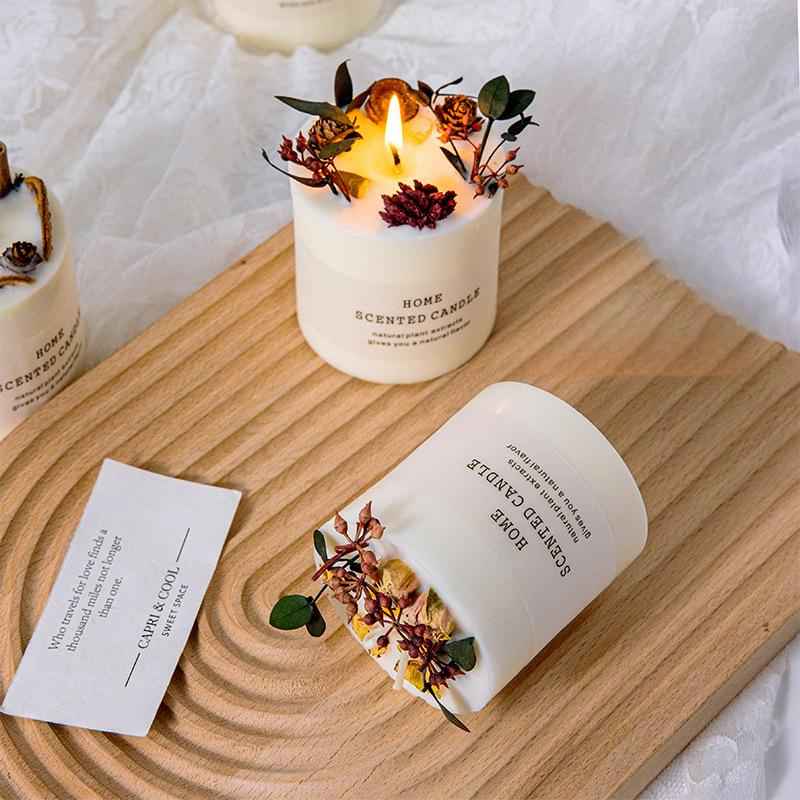 Preserved Flower Scented Candles, Soy Wax Smokeless Dried Flower Scented Candle