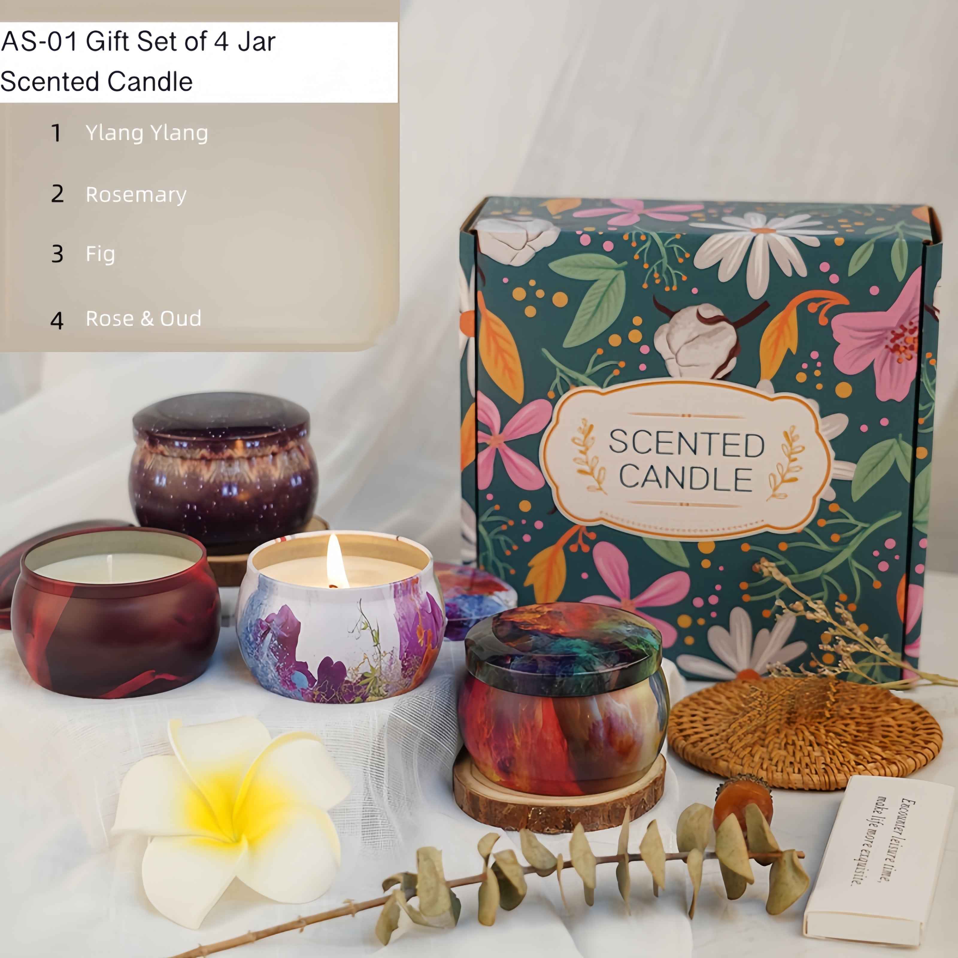 Ambiance Scented Candle Set Soy Wax Blossom Bouquet Romantic Gift