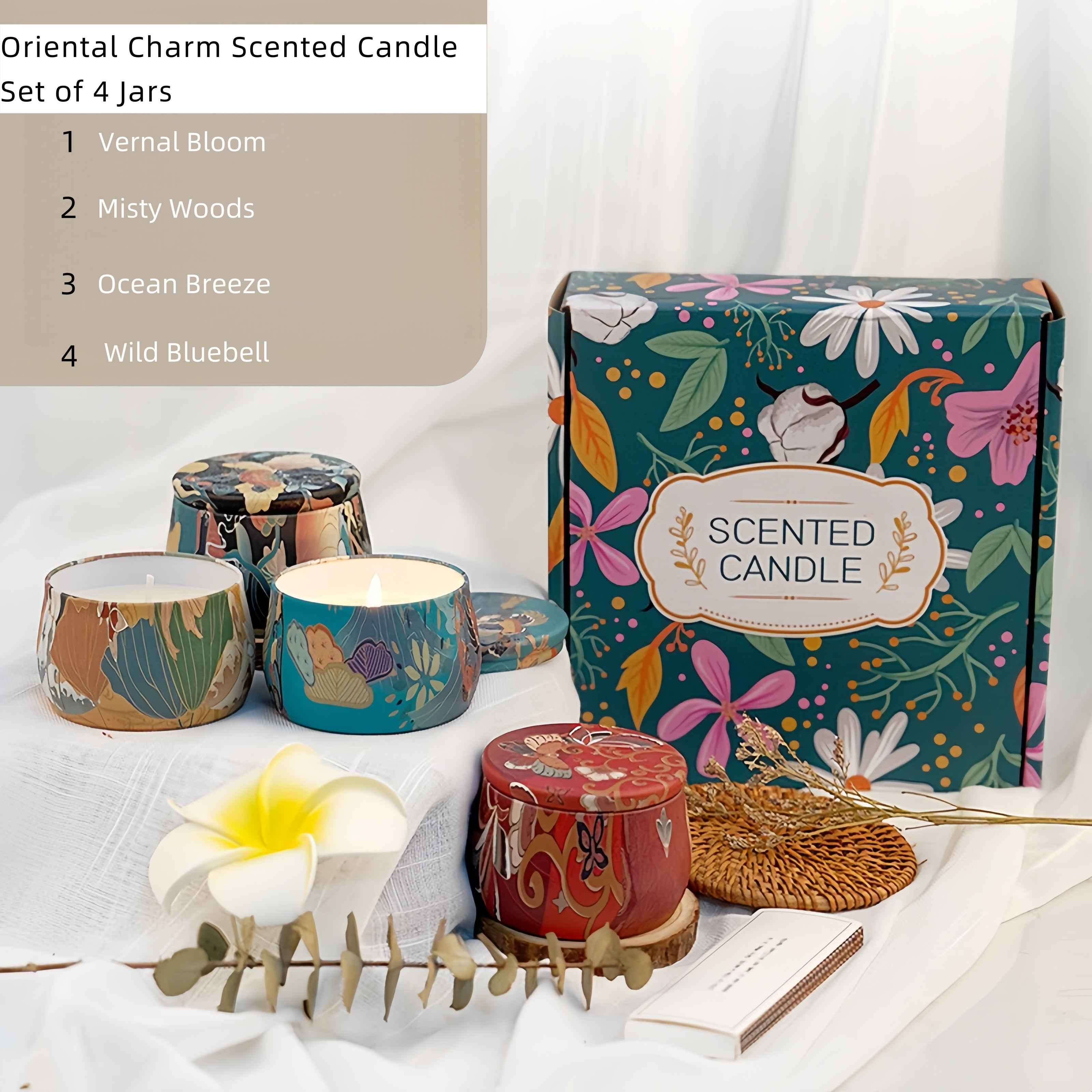 Ambiance Scented Candle Set Soy Wax Blossom Bouquet Romantic Gift