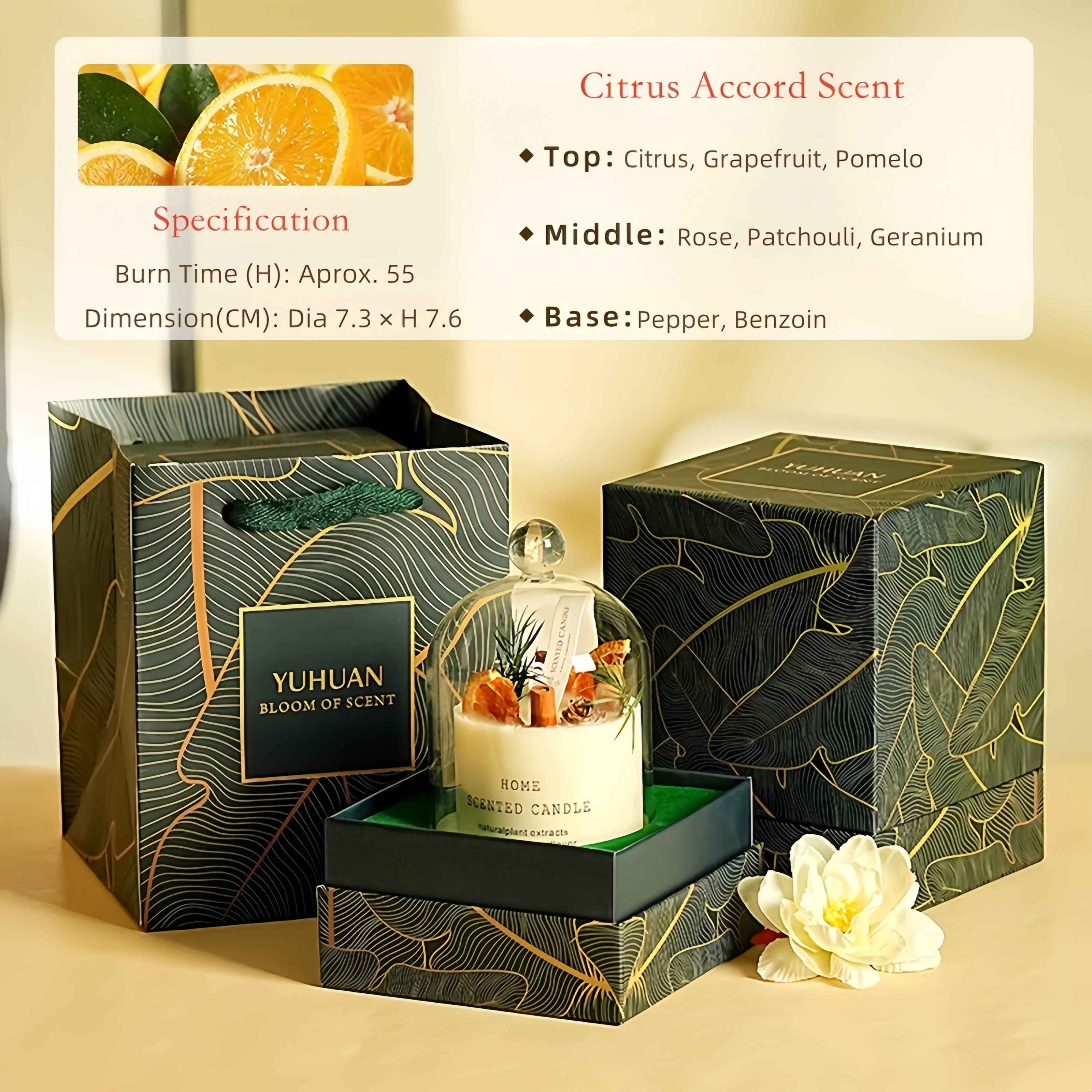 Preserved Flower Scented Candles, Soy Wax Smokeless Dried Flower Scented Candle