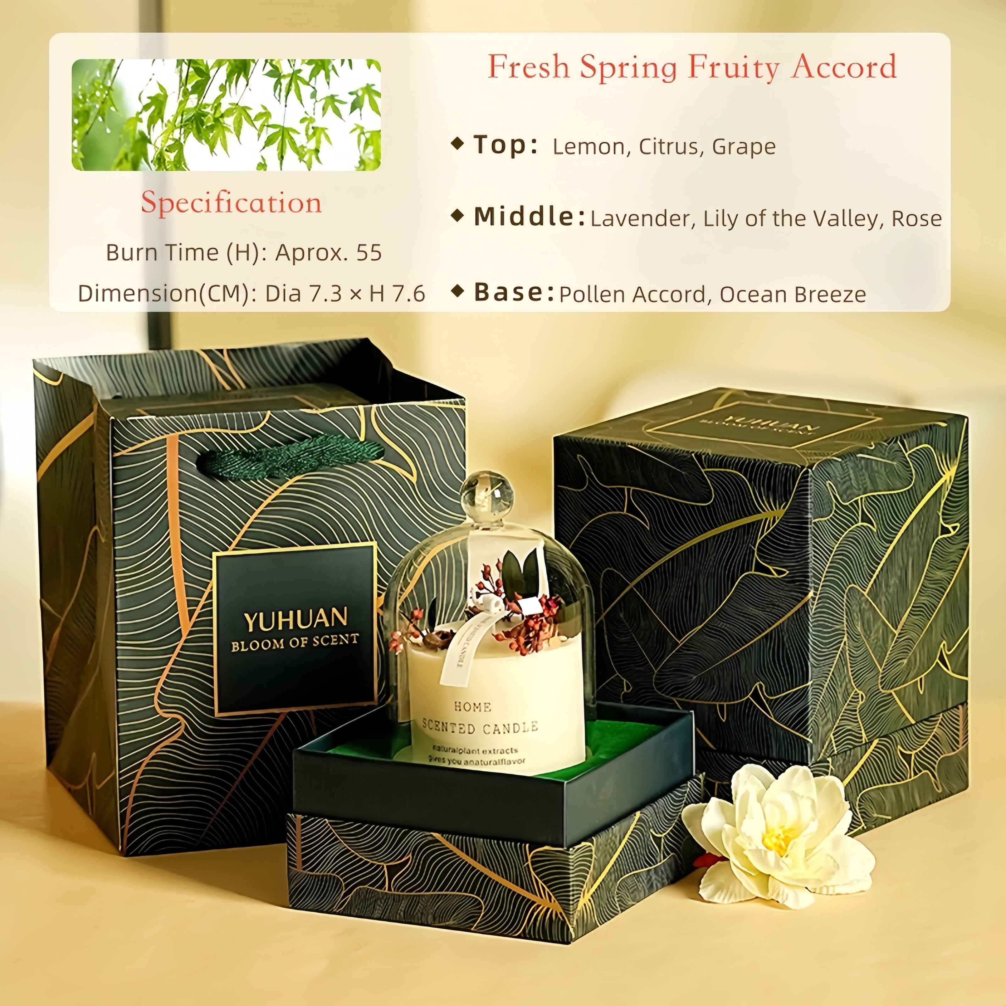 Preserved Flower Scented Candles, Soy Wax Smokeless Dried Flower Scented Candle