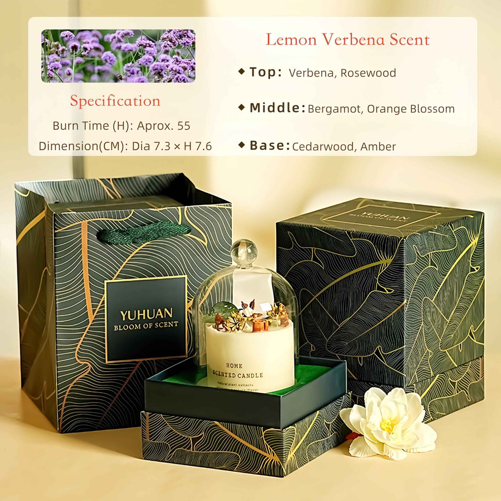 Preserved Flower Scented Candles, Soy Wax Smokeless Dried Flower Scented Candle