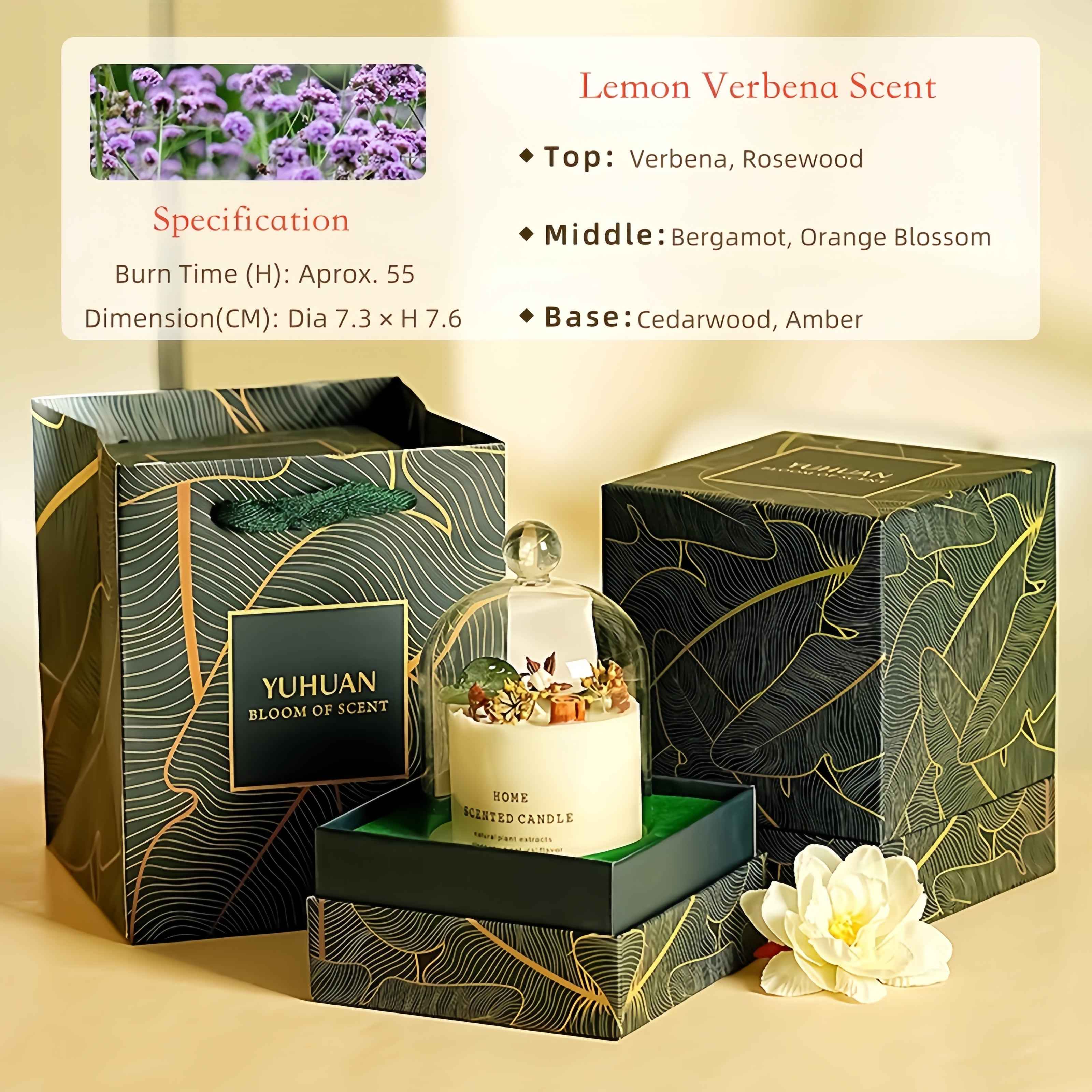 Preserved Flower Scented Candles, Soy Wax Smokeless Dried Flower Scented Candle