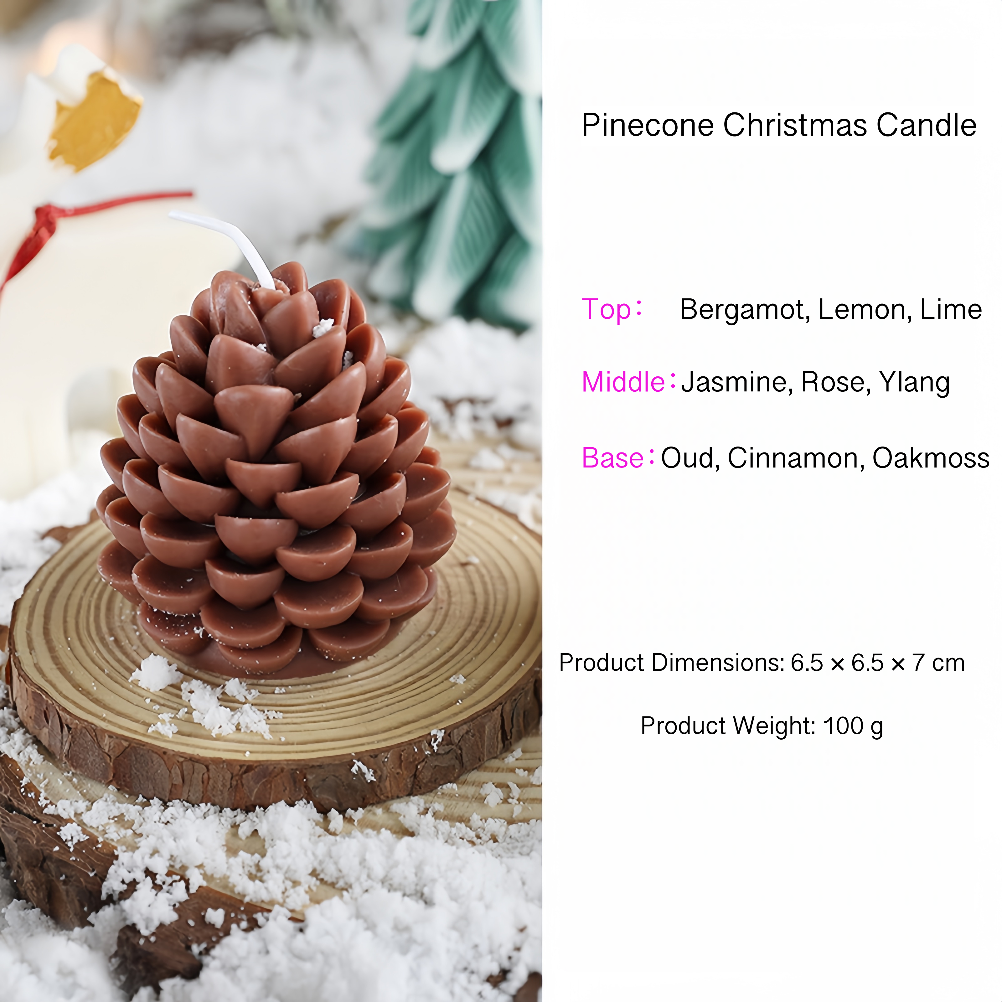 Handmade Pinecone Soy Scented Candle -Christmas Decor Holiday Gift Home Scent Aesthetic