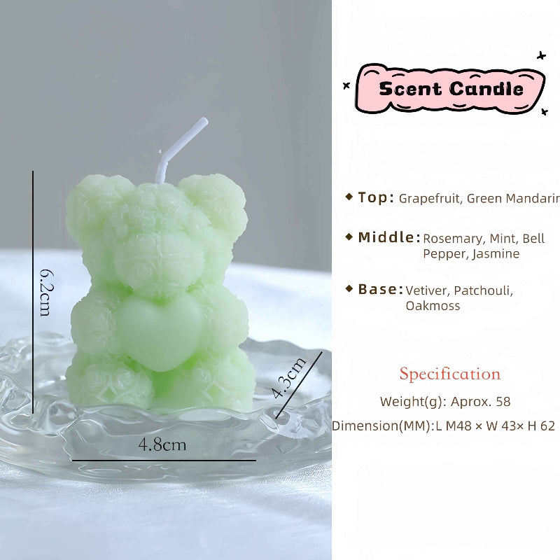 Adorable Rose Bear Scented Candle Romantic Home Fragrance Gift