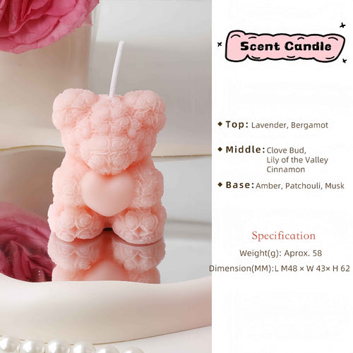 Adorable Rose Bear Scented Candle Romantic Home Fragrance Gift