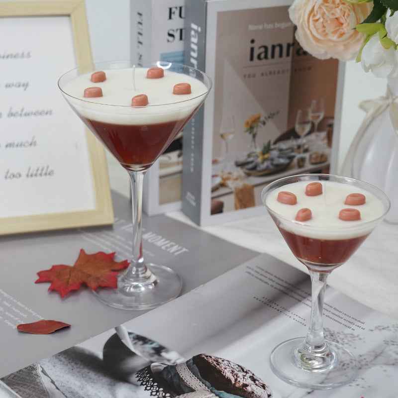 Elegant Stemmed Glass Coffee Scented Candle