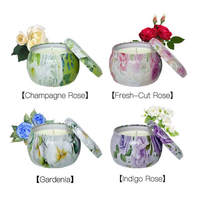 4 Types Set Artisan Scented Candle in Elegant Tin Cups