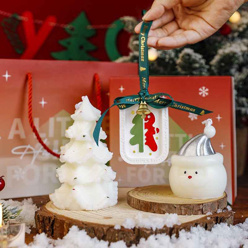 Elegant Ceramic Bear Scented Candle | Hand-Painted Christmas Gift Set