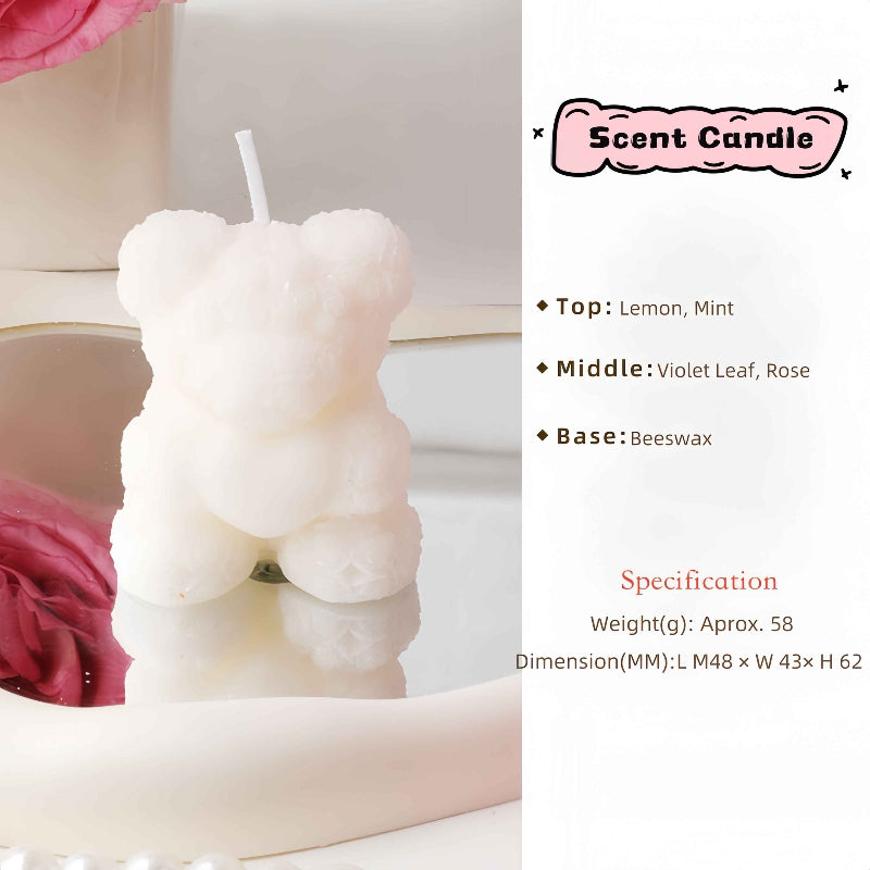 Adorable Rose Bear Scented Candle Romantic Home Fragrance Gift