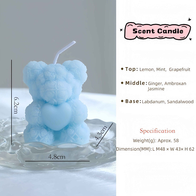 Adorable Rose Bear Scented Candle Romantic Home Fragrance Gift