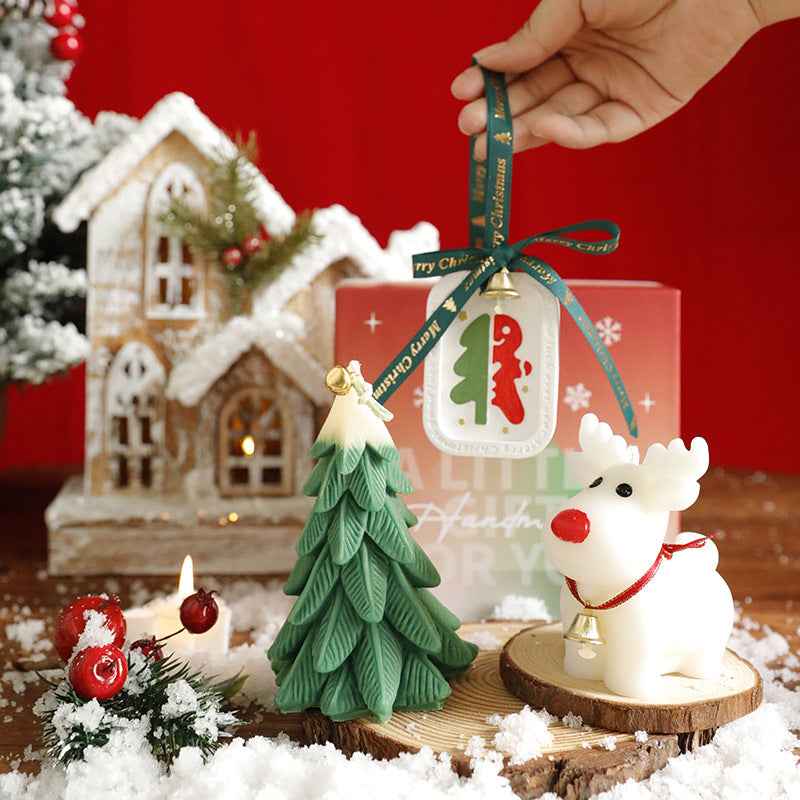 Elegant Ceramic Bear Scented Candle | Hand-Painted Christmas Gift Set