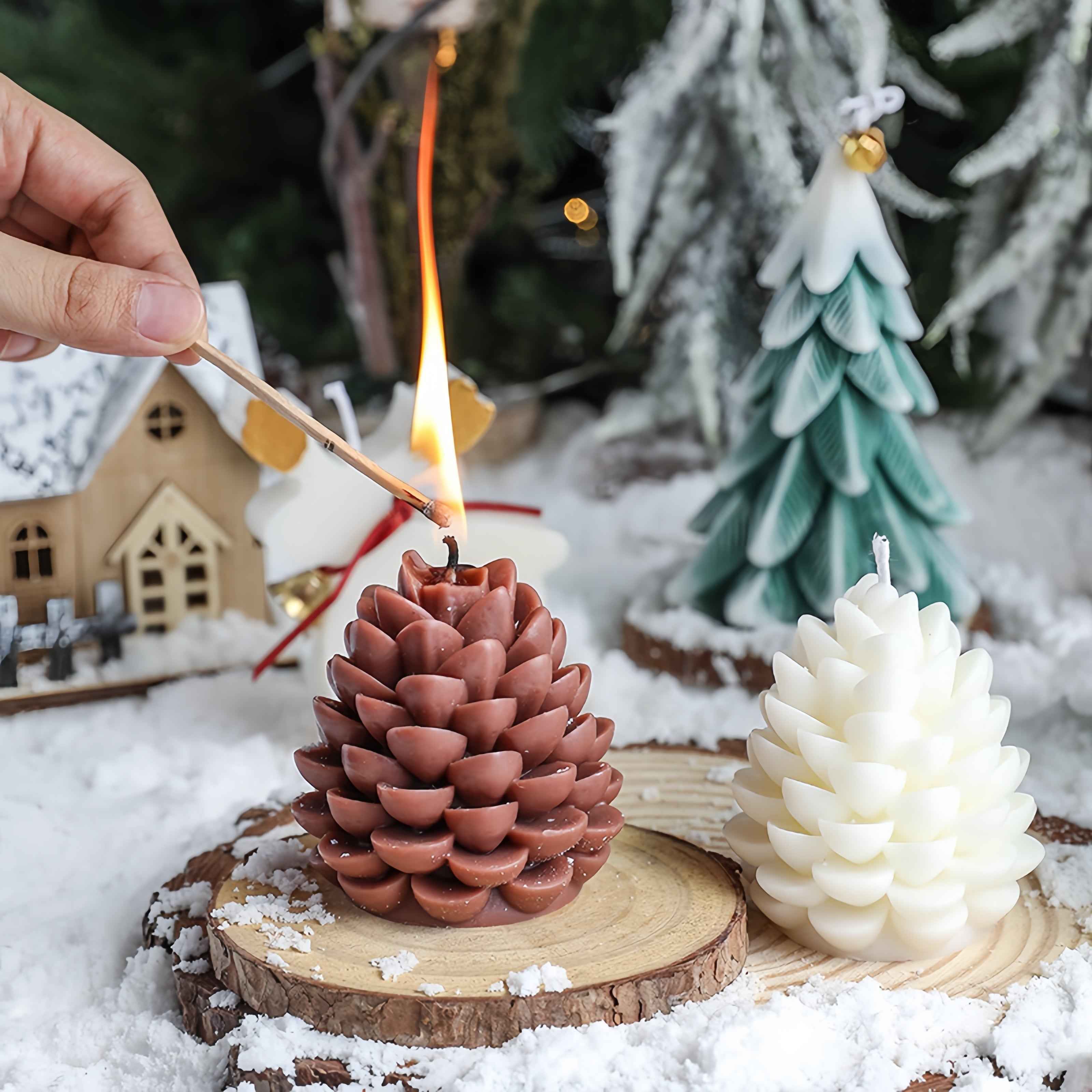Handmade Pinecone Soy Scented Candle -Christmas Decor Holiday Gift Home Scent Aesthetic
