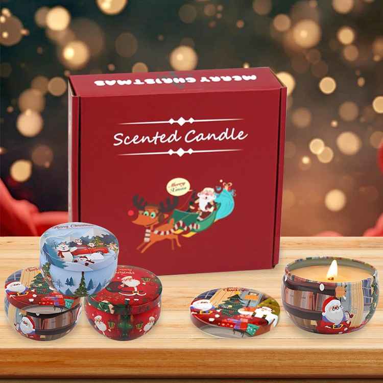 4 pcs Set Christmas Scented Candle Gift