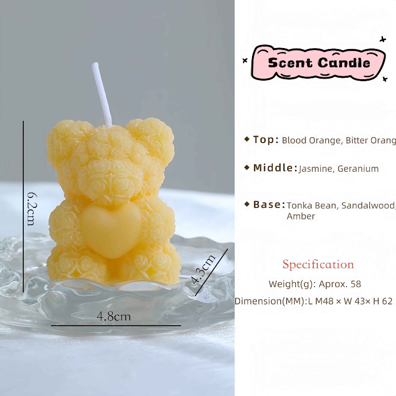 Adorable Rose Bear Scented Candle Romantic Home Fragrance Gift