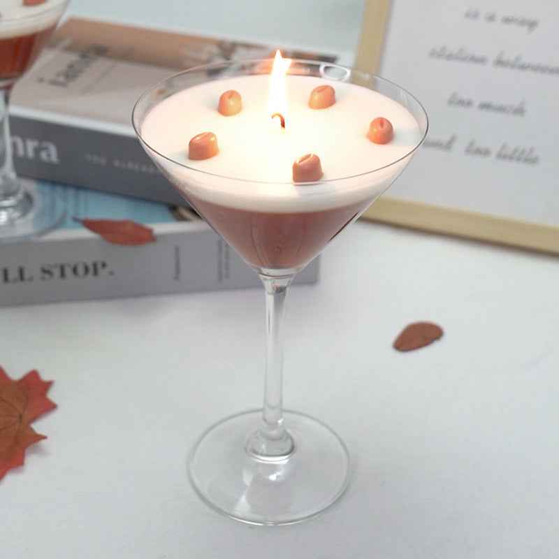 Elegant Stemmed Glass Coffee Scented Candle