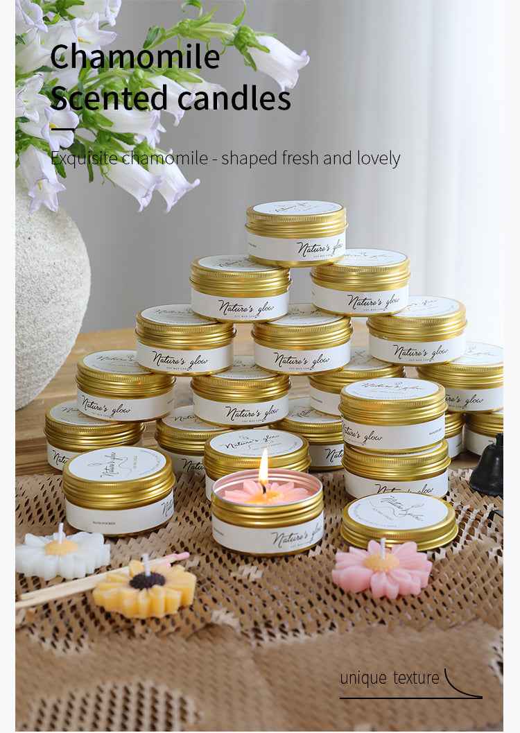 PREMIUM CHAMOMILE CANDLE in Tin - Smokeless Soy Wax Elegant Scented Gift
